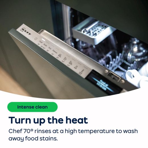 NEFF N50 Fully Integrated Slimline Dishwasher - Silver Control Panel - AO Annotation - Chef 70°